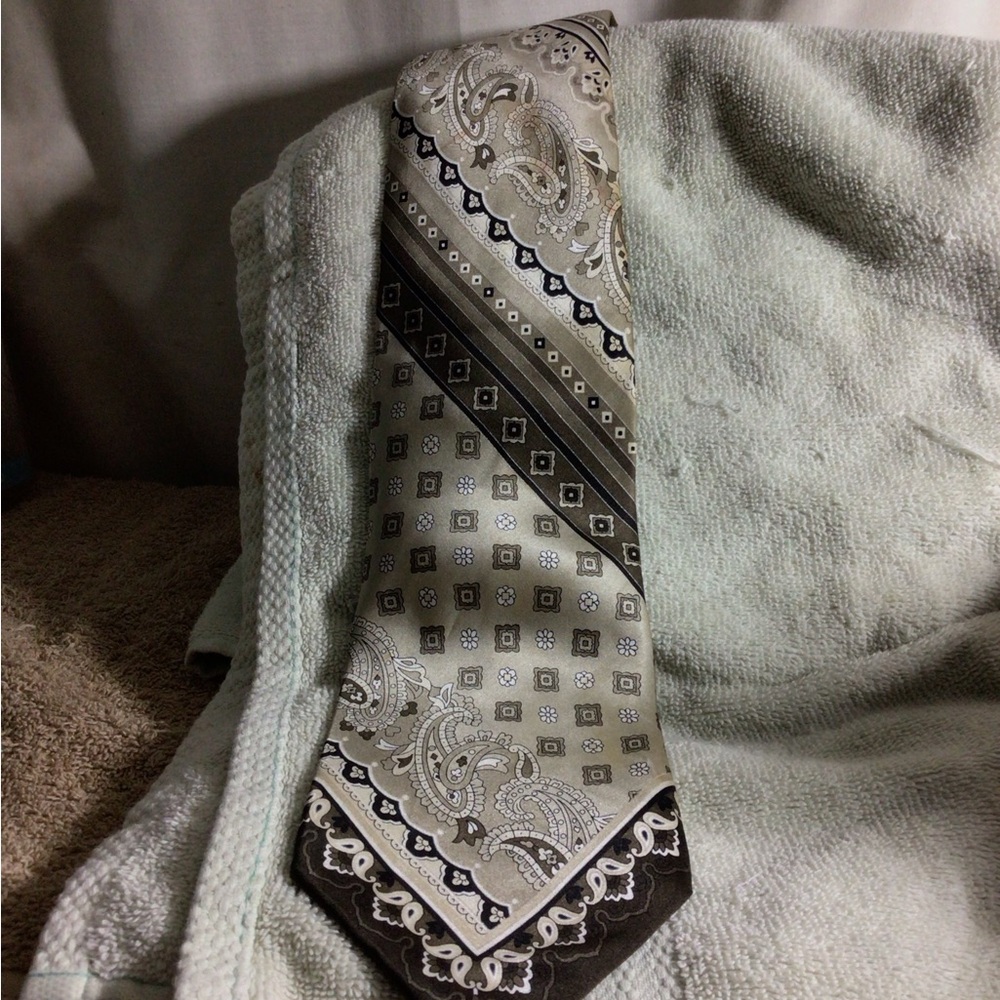Stacy Adams Beige and Brown Paisley Silk Tie